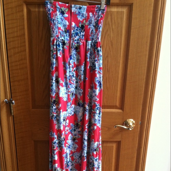 FLORAL HOT PONK STRAPLESS MAXI SIZE SM - Picture 2 of 4