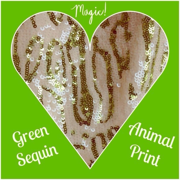 Green & Beige Sequin Animal Print Tank - Picture 4 of 4