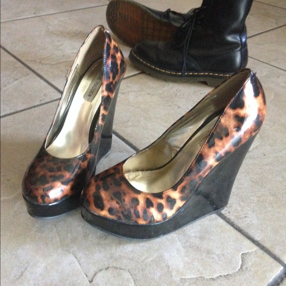 Cheetah print platform wedges
