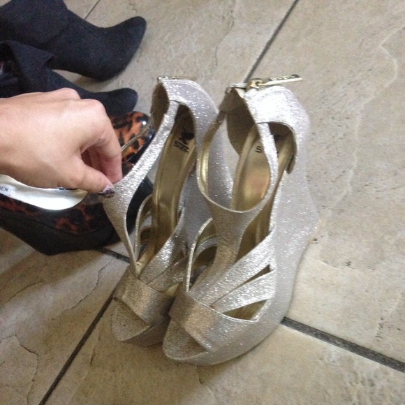 Gold glitter wedges