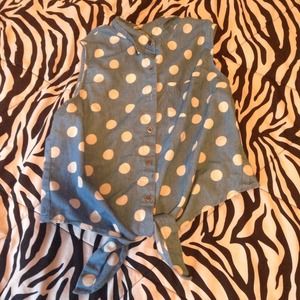 Blue with white dots shirt