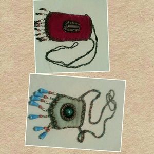 Large & Small Beaded Vintage Velvet Pouch Set