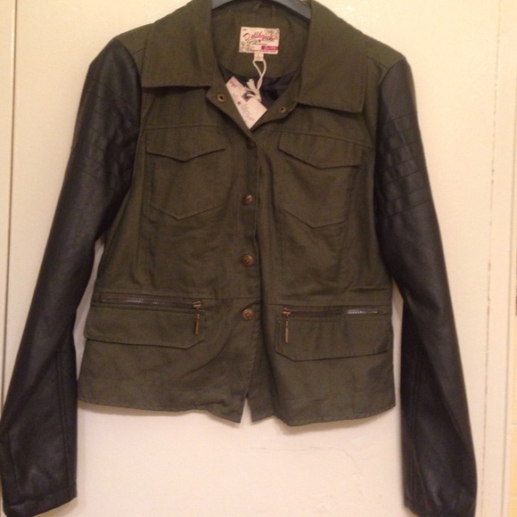 NEW!!! Dark Green jacket with faux leather