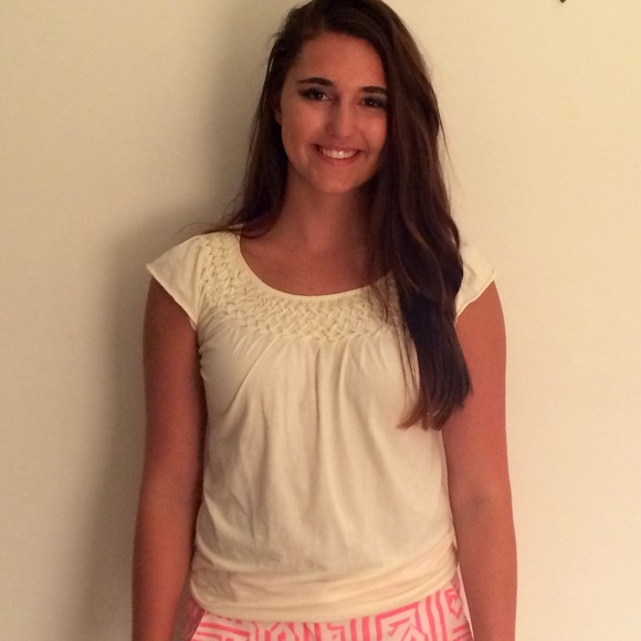 Ann Taylor Loft white jersey t shirt