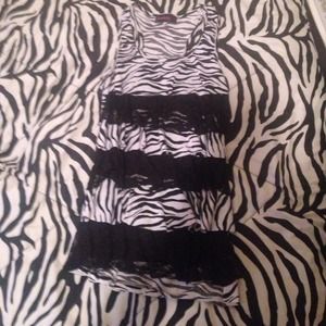 Zebra print shirt with black lace