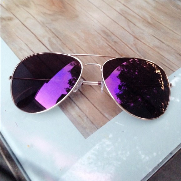 Purple Polarized Aviator Gold Frame Sunglasses