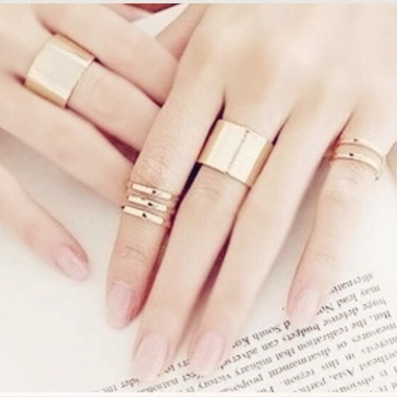 Gold Set of 3 Rings Stackable Adjustable