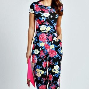 Floral Capped Sleeve Jumpsuit