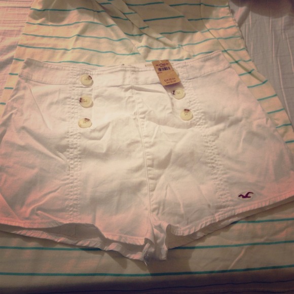 Hollister high waisted white shorts