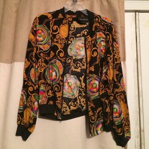 Black and hold bomber jacket