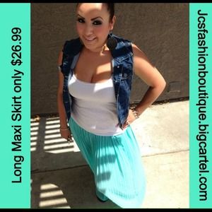 Turquoise long maxi skirt