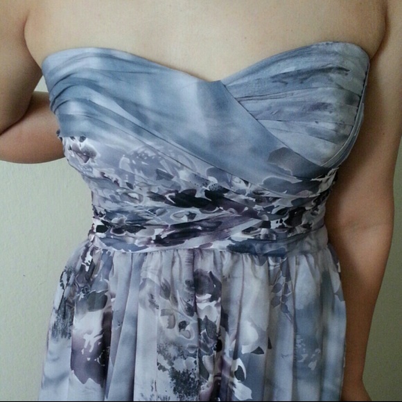 Grey Floral Formal Prom Maxi Dress