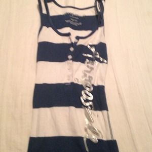 Blue & White Striped Aeropostale Button Tank