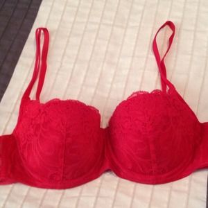 Victoria's Secret red lace push up bra 36B