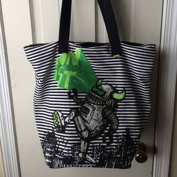 Iron Fist Striped Robot Tote Bag