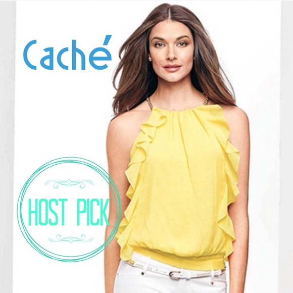 🎉HP 7/23🎉Cache Ivory Ruffle Chain Top