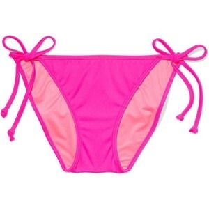 Atom pink Pink rouched string bikini bottoms