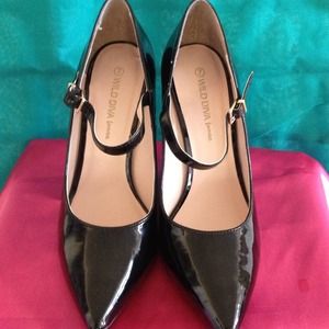 Sexy, Black Patent Leather Wedge Heels.