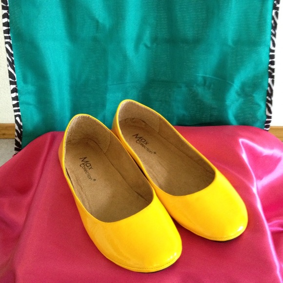 New Yellow Patent Leather Flats