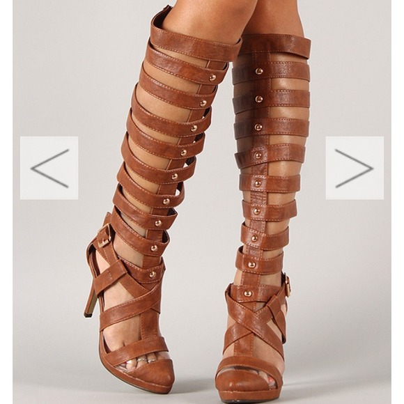 Shoes - TODAY ONLY! Leatherette Studded Gladiator Heels