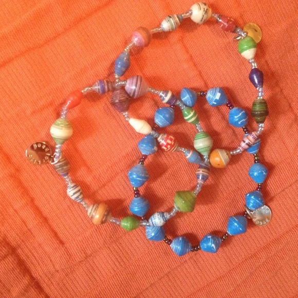 Multicolor blue green beaded bracelets