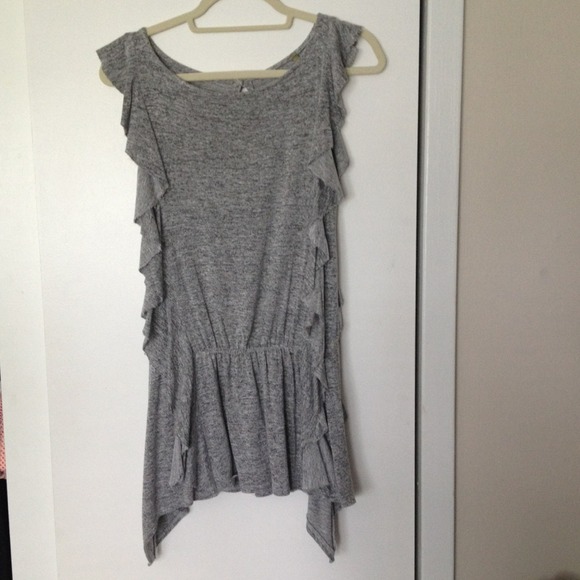 Heather gray ruffled blouse