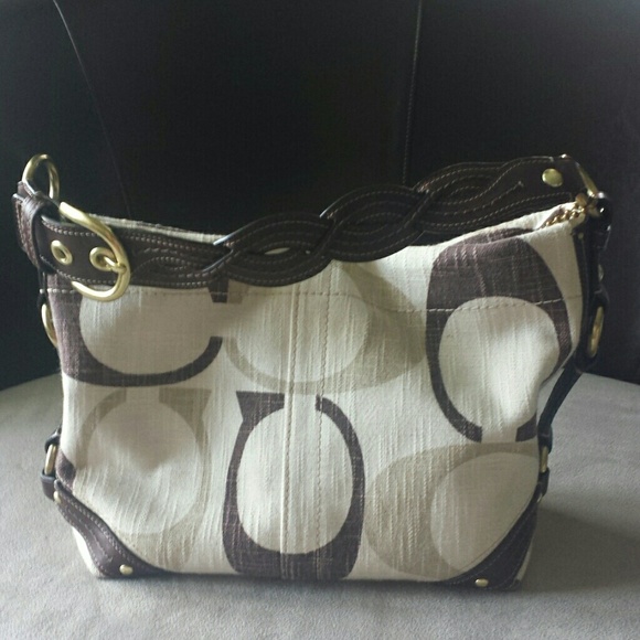 Authentic coach handbag brown and tan