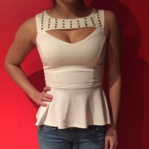 Off-White, Gold Studded Peplum