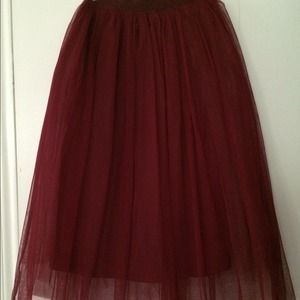 Red velvet fluffy skirt