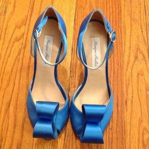 *SOLD* Monique Lhuilier Blue Satin Heels