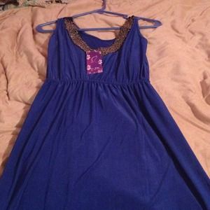 Blue beaded maxi dress