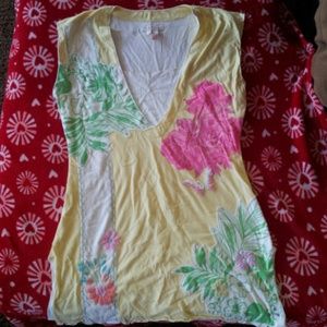 Yellow floral tank top