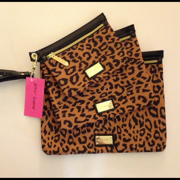 Betsey Johnson Accessories - BETSEY JOHNSON MAKE POUCH TRIO & TOTE BAG