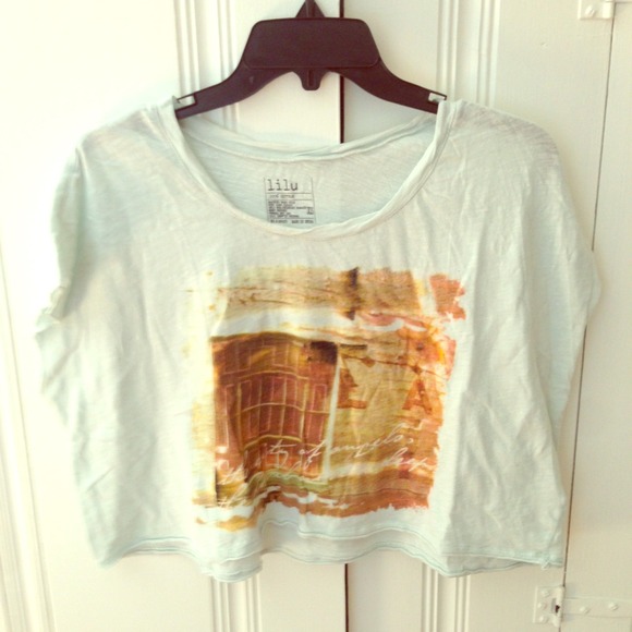 Pacsun Lilu Light Blue Graphic Crop Top - Picture 1 of 4