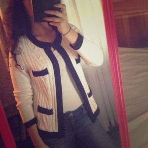 Half netted black and white sweater