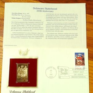 22k Gold Stamp - Delaware Statehood w/ postmark