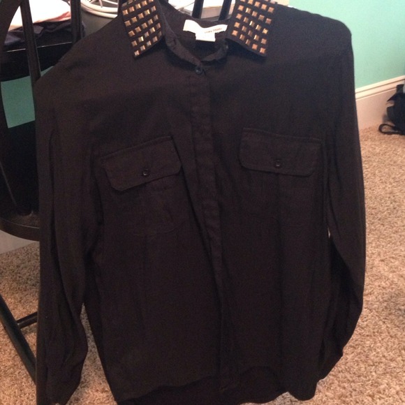 Long Sleeve black button down w studs