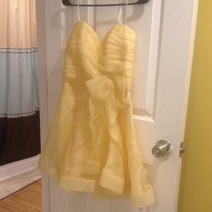 Yellow/Canary Colored Strapless Cocktail Dress