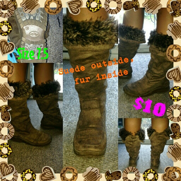 Brown fur boots