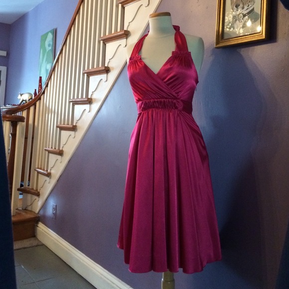 Smak Parlour Hot Pink Halter Dress (some flaws)