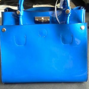 SOLD - NWT Bold Blue Patent Handbag