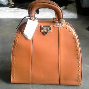 SOLD - NWT Tan tote handbag with gold stud detail