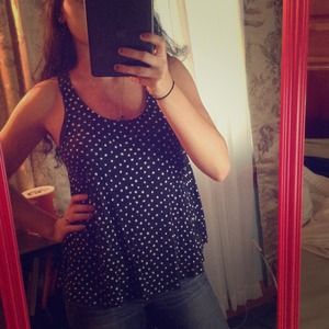 Dark blue polka dot top