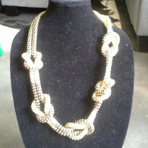 SOLD - Gold tied knot chain necklace