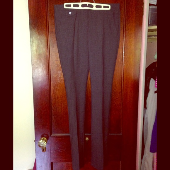 Theory grey wool straight leg trousers