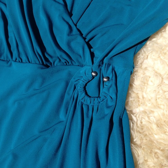 π―CK TEAL FAUX WRAP DRESS NWOT πHPπ - Picture 2 of 4