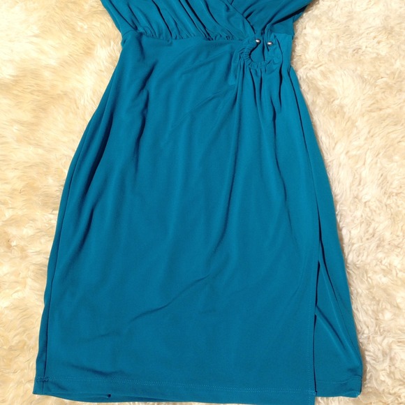 π―CK TEAL FAUX WRAP DRESS NWOT πHPπ - Picture 3 of 4