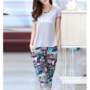 Colorful T-Shirt & Cropped Pants Brand New!!