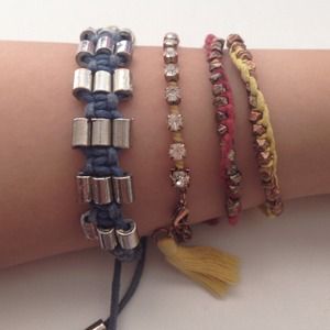 Set of colorful string bracelets