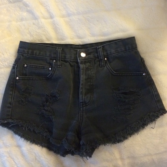 High wasted distressed jean shorts.